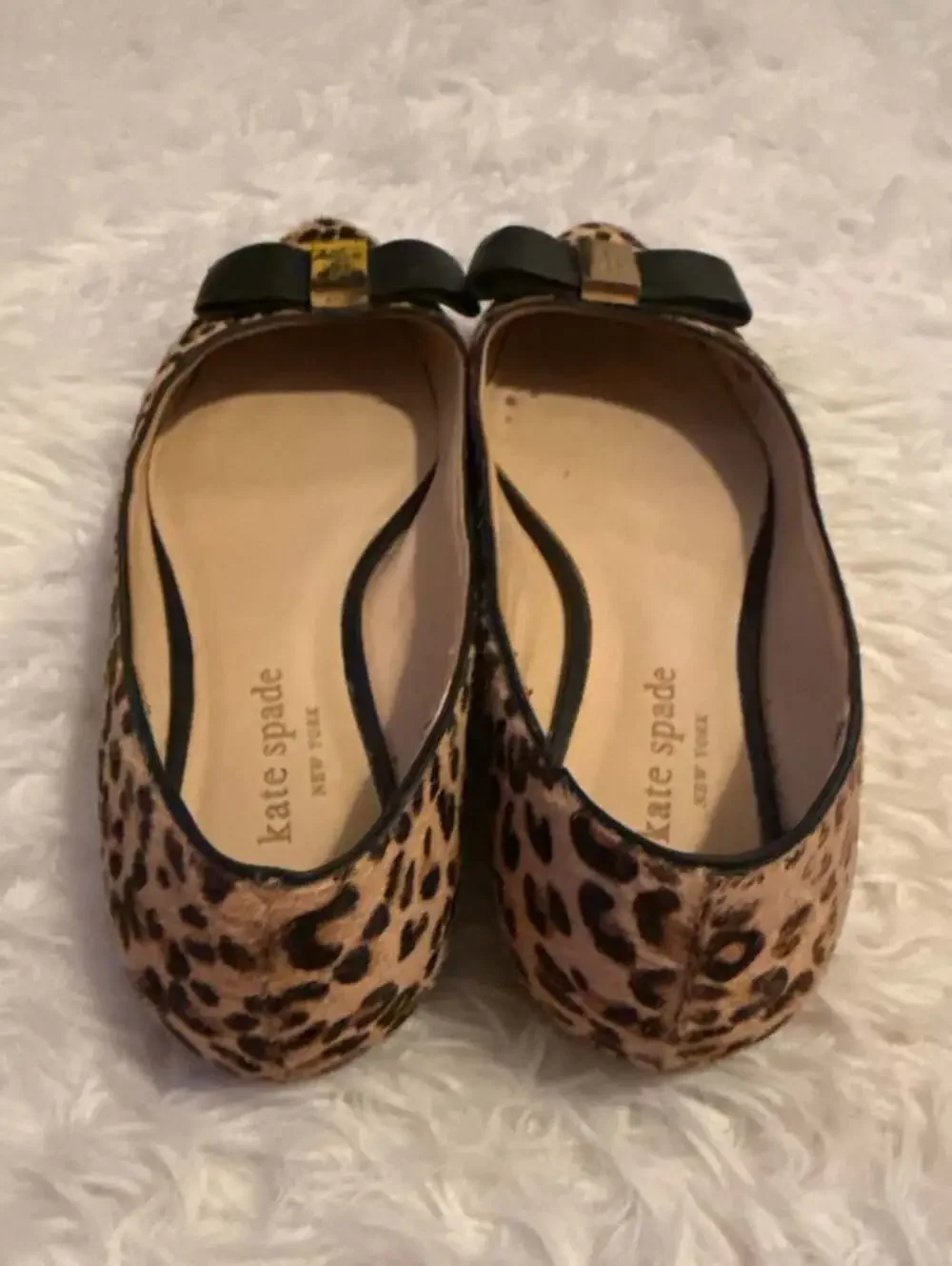 Kate Spade Nora Leopard Print Calf Hair Ballet Flats with Bow‎